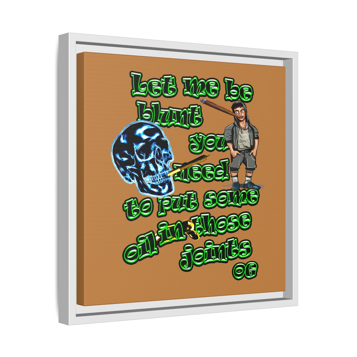 og - framed canvas art (light brown)