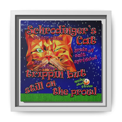 schrodinger's cat - framed canvas art ('snoops' background)