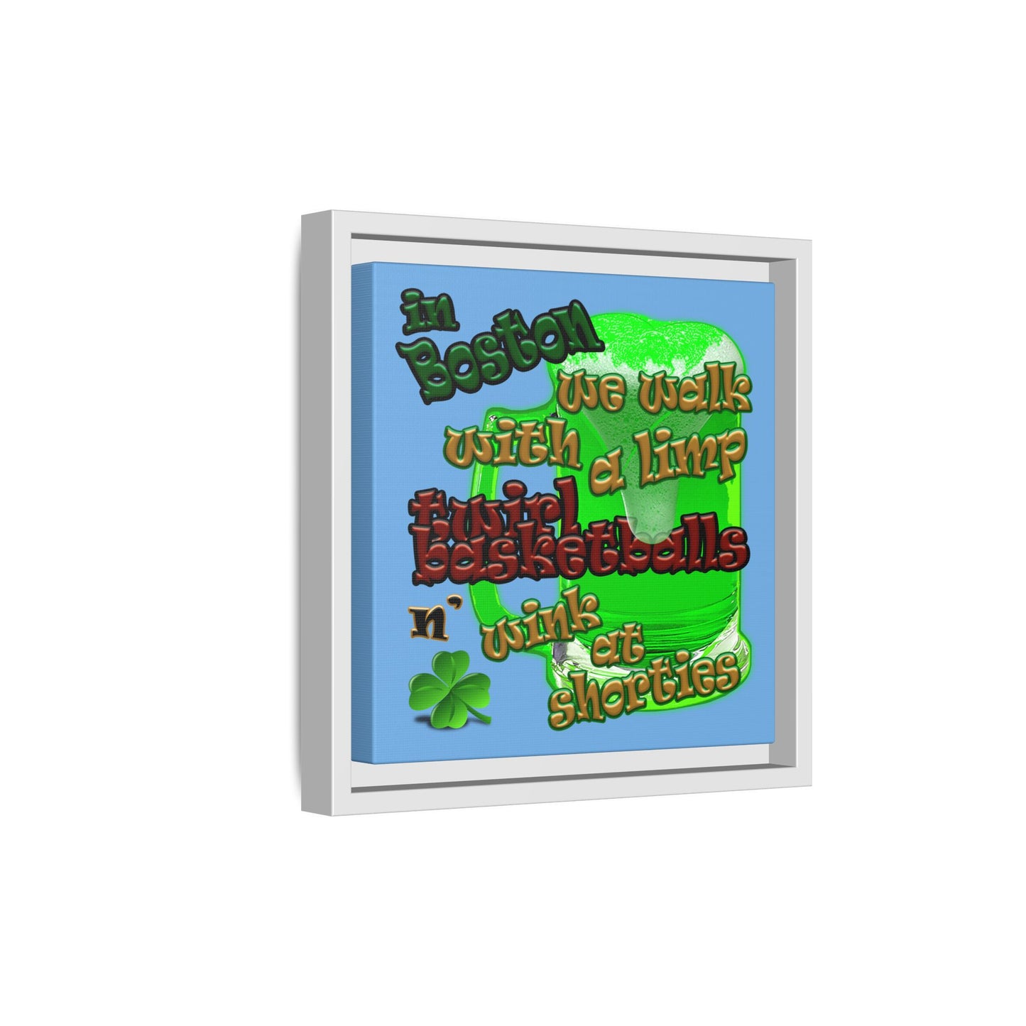 celtics logo - framed canvas art (light blue)