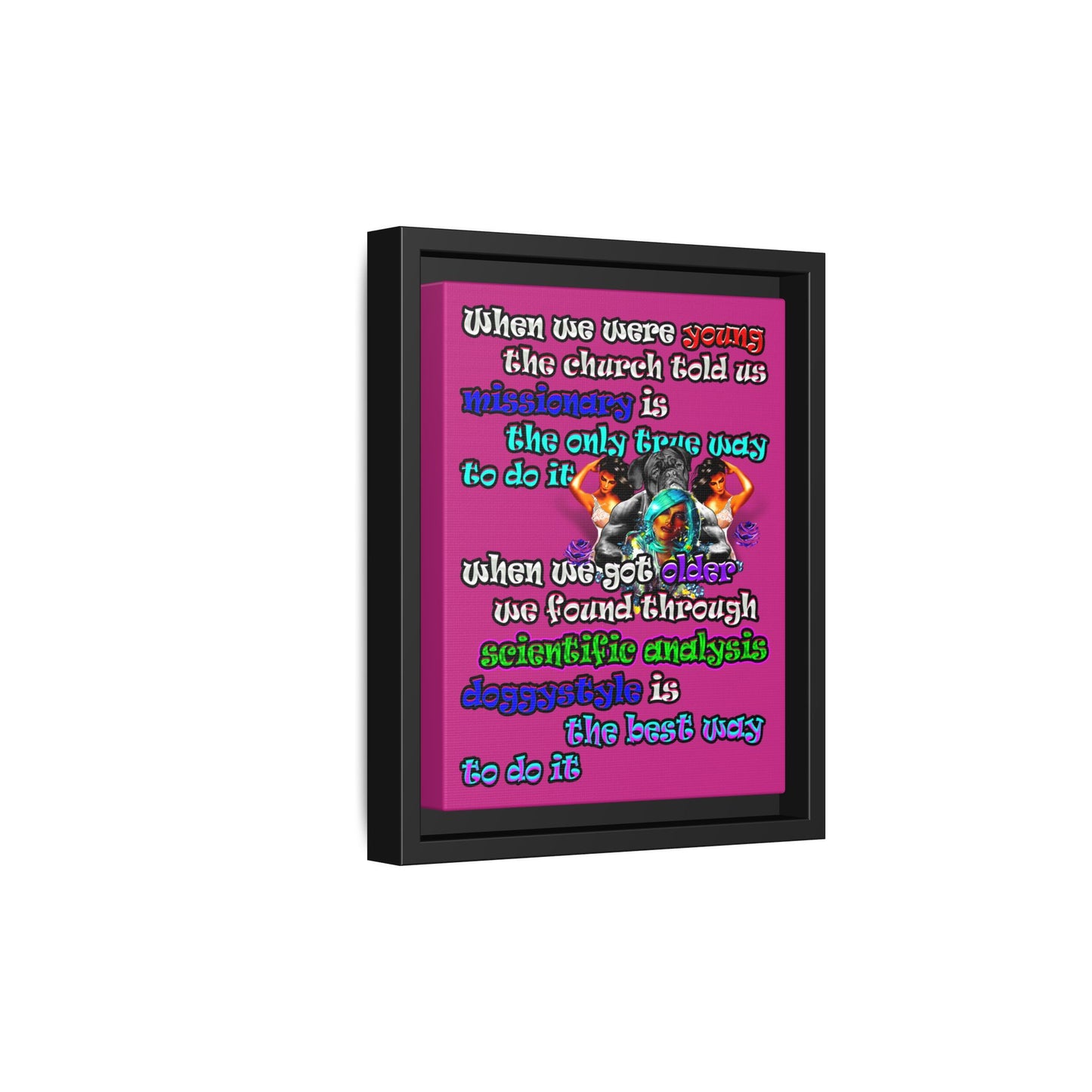 doggystyle - framed canvas art (pink)