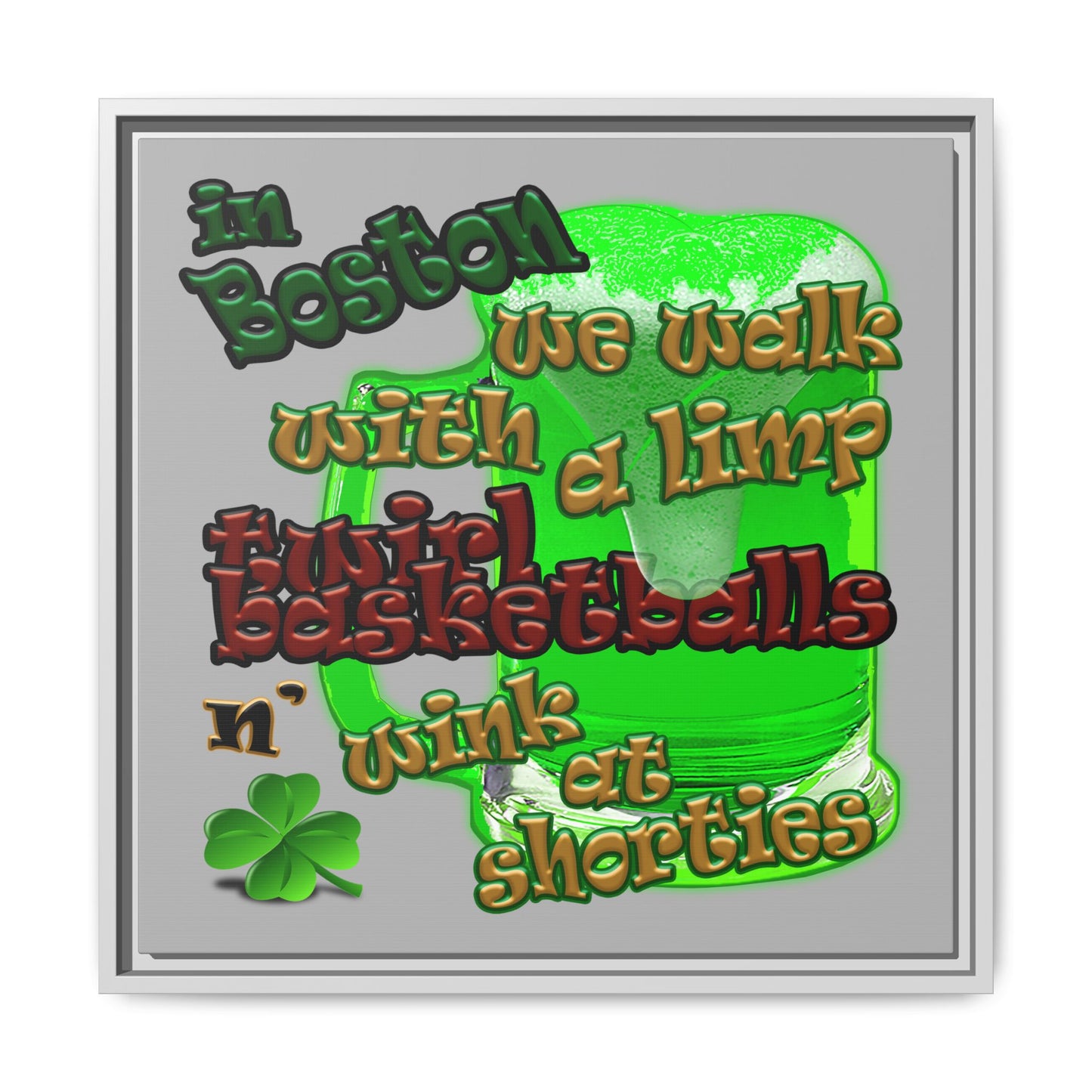 celtics logo - framed canvas art (light grey)