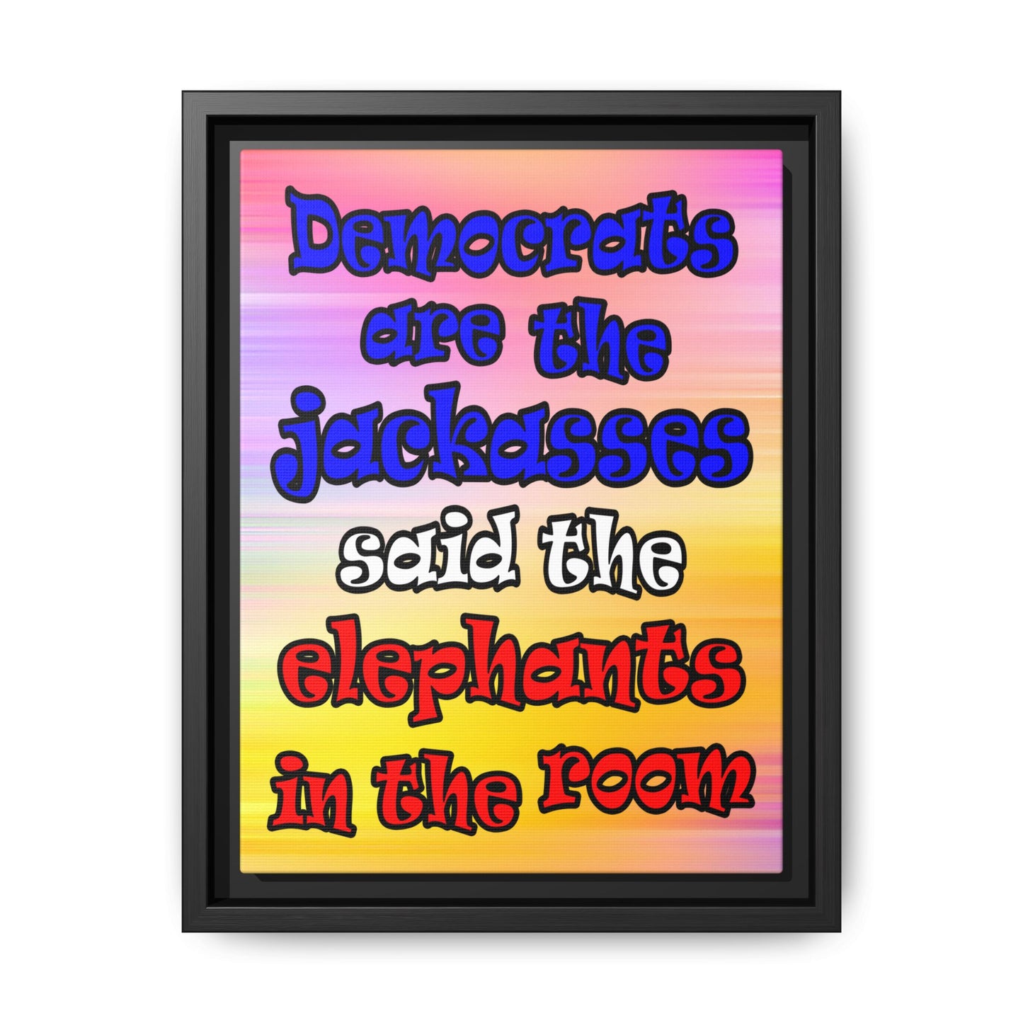 donkeys and elephants - framed canvas art (color blur)