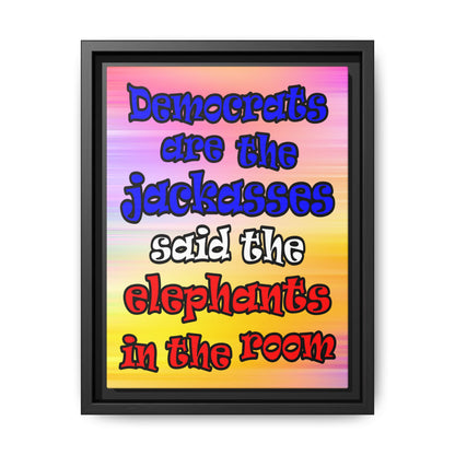 donkeys and elephants - framed canvas art (color blur)