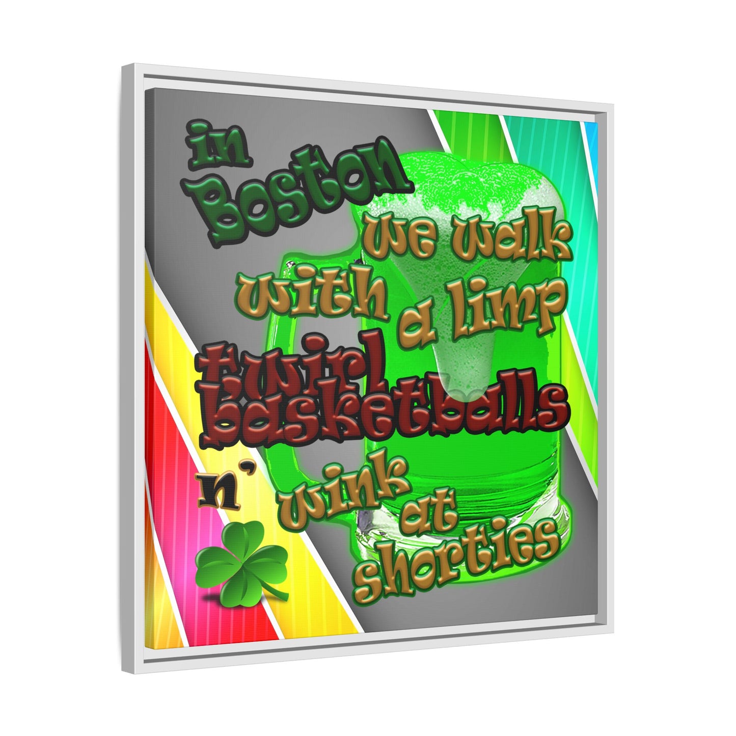 celtics logo - framed canvas art (rainbow split)