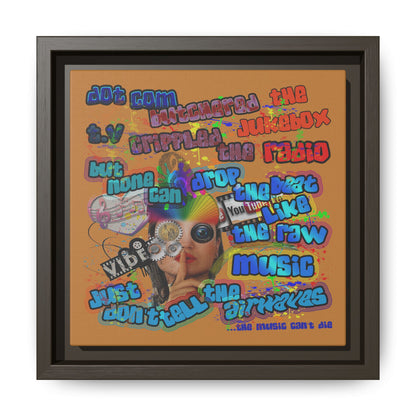 drop the beat - framed canvas art (light brown)
