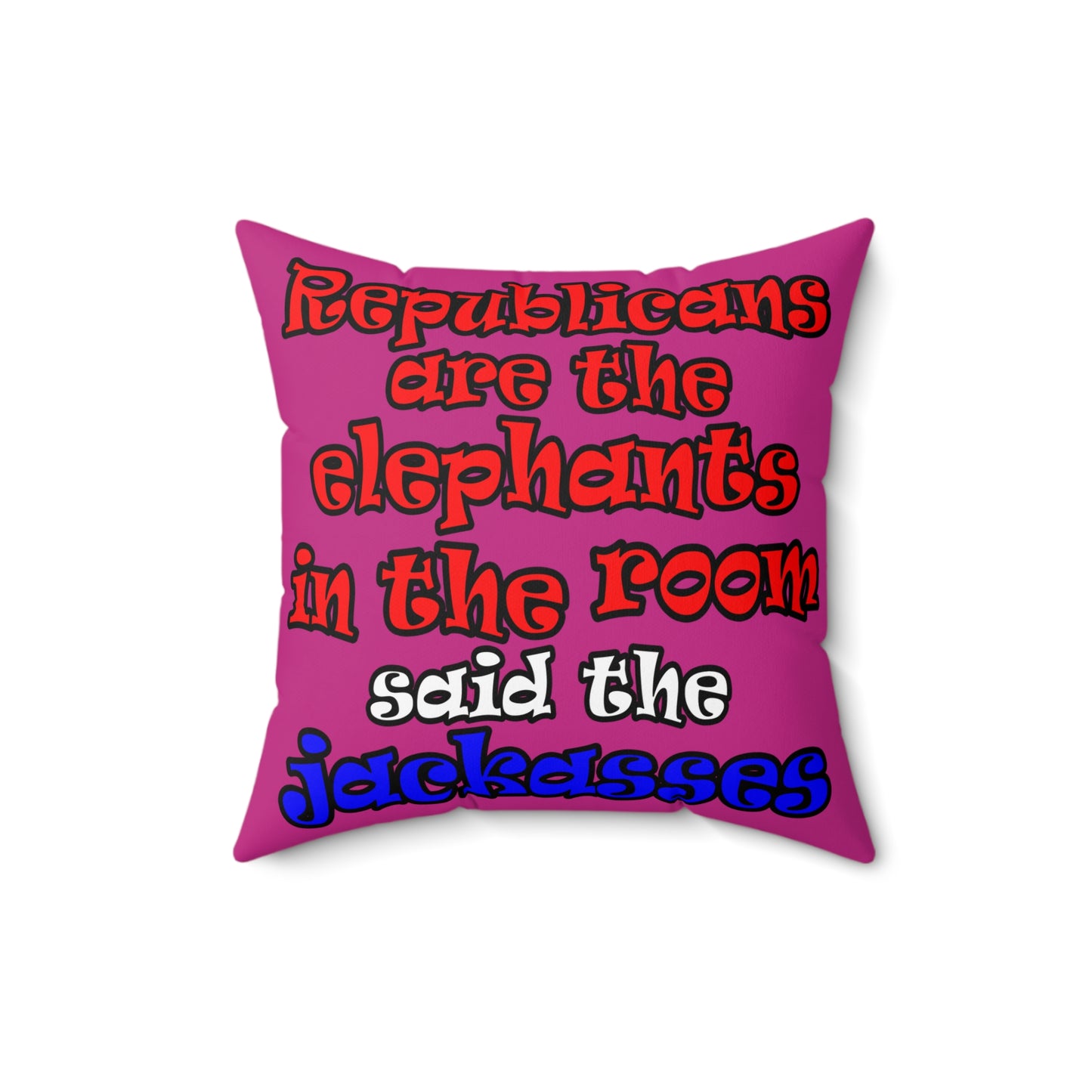 donkeys and elephants - Spun Polyester Square Pillow - (pink)