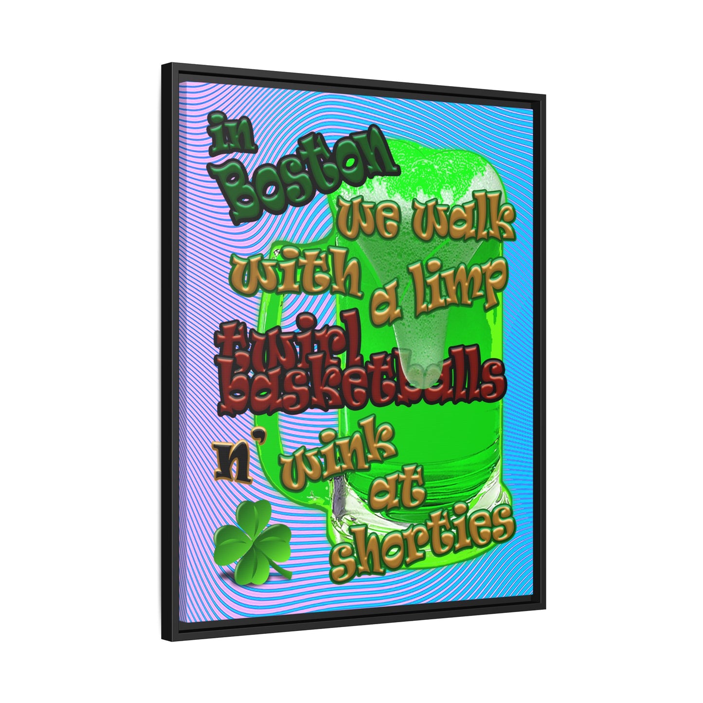 celtics logo - framed canvas art (light blue-purple wave)