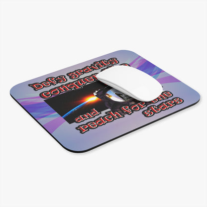 defy conquer reach - Mouse Pad (Rectangle) (light blue-pink wave)
