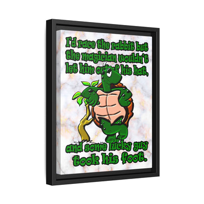 turtle race - framed canvas art (white marble)