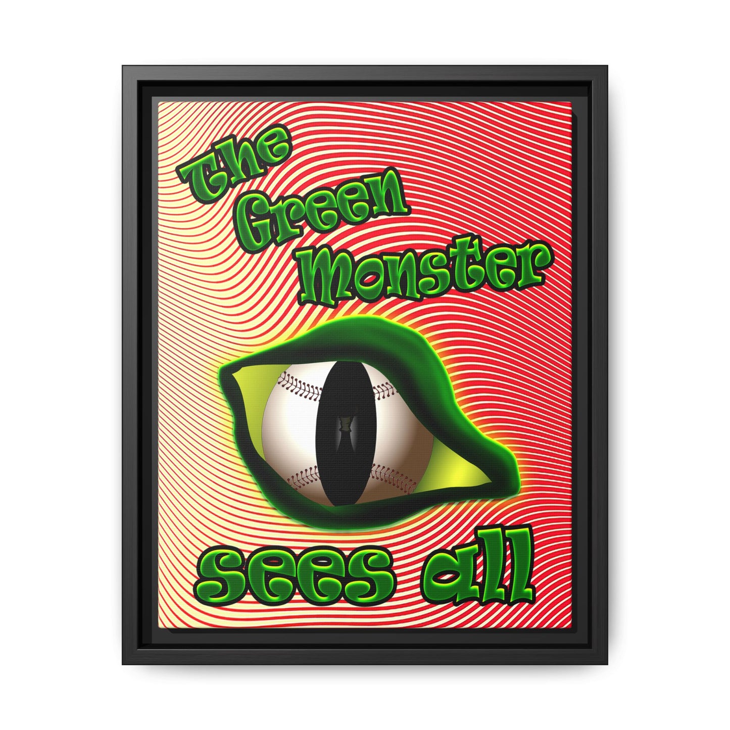 green monster - framed canvas art (yellow-orange wave)
