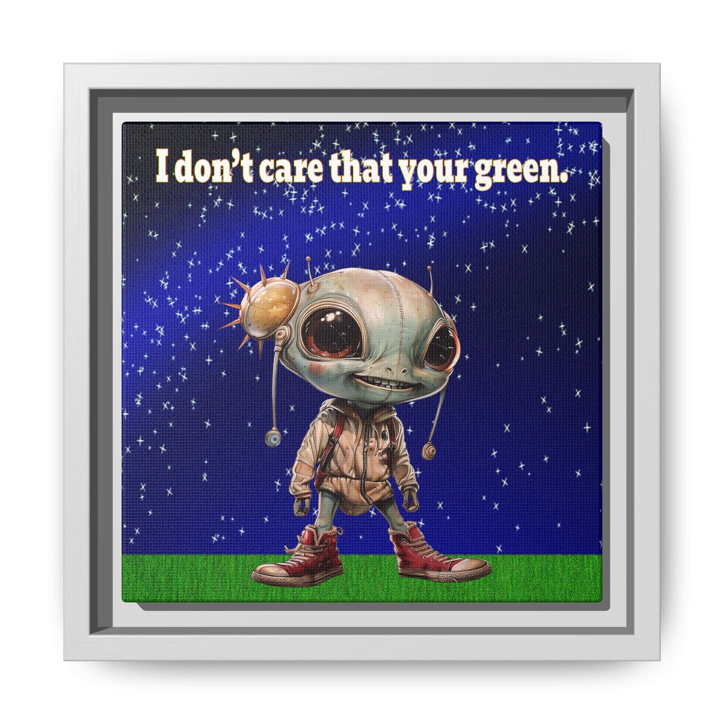 I don't care that your green - framed canvas art ('snoops' background)