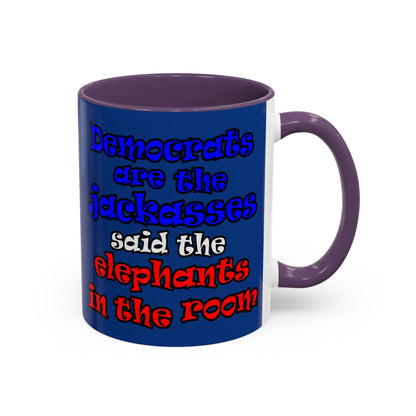donkeys and elephants - Accent Mug (dark blue)