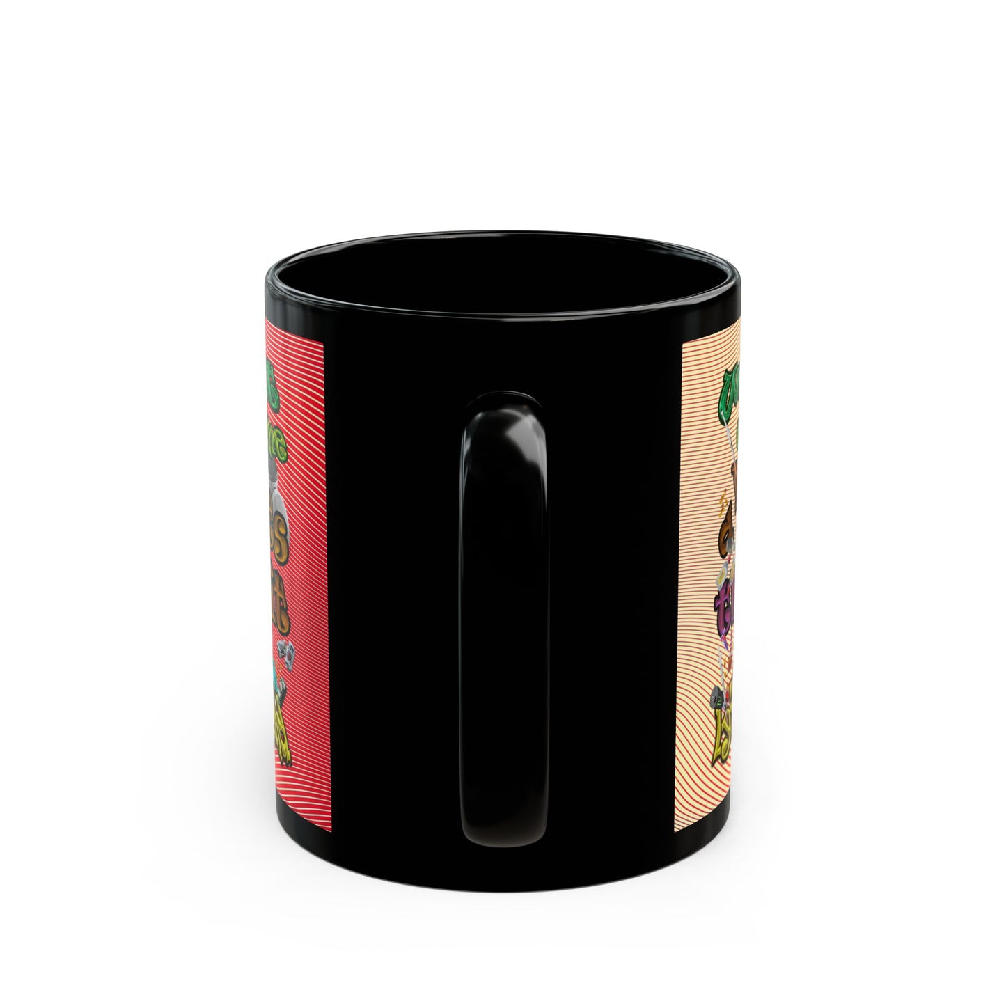 the bum's shit - Black Mug (yellow-orange wave)