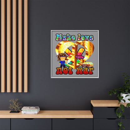 love peace - framed canvas art (grey)