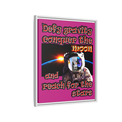 defy conquer reach - framed canvas art (pink)