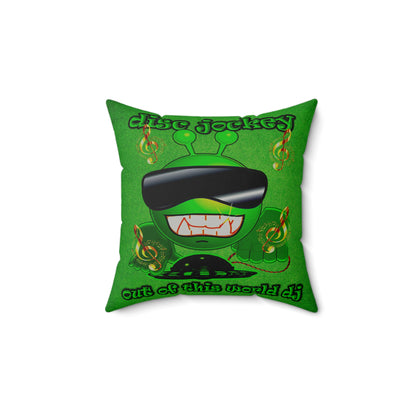 disc jockey - Faux Suede Square Pillow - (green turf)