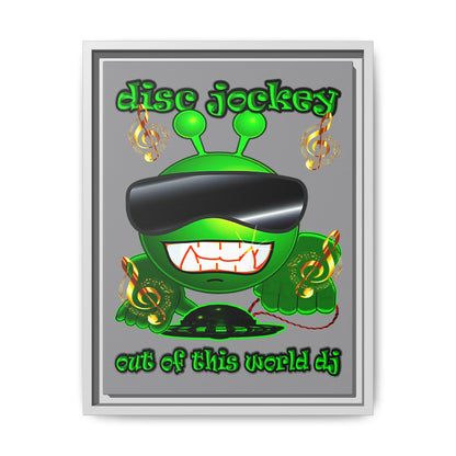 disc jockey - framed canvas art (grey)