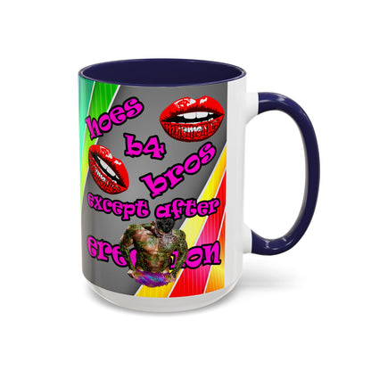 hoes b4 bros - Accent Mug (rainbow split)
