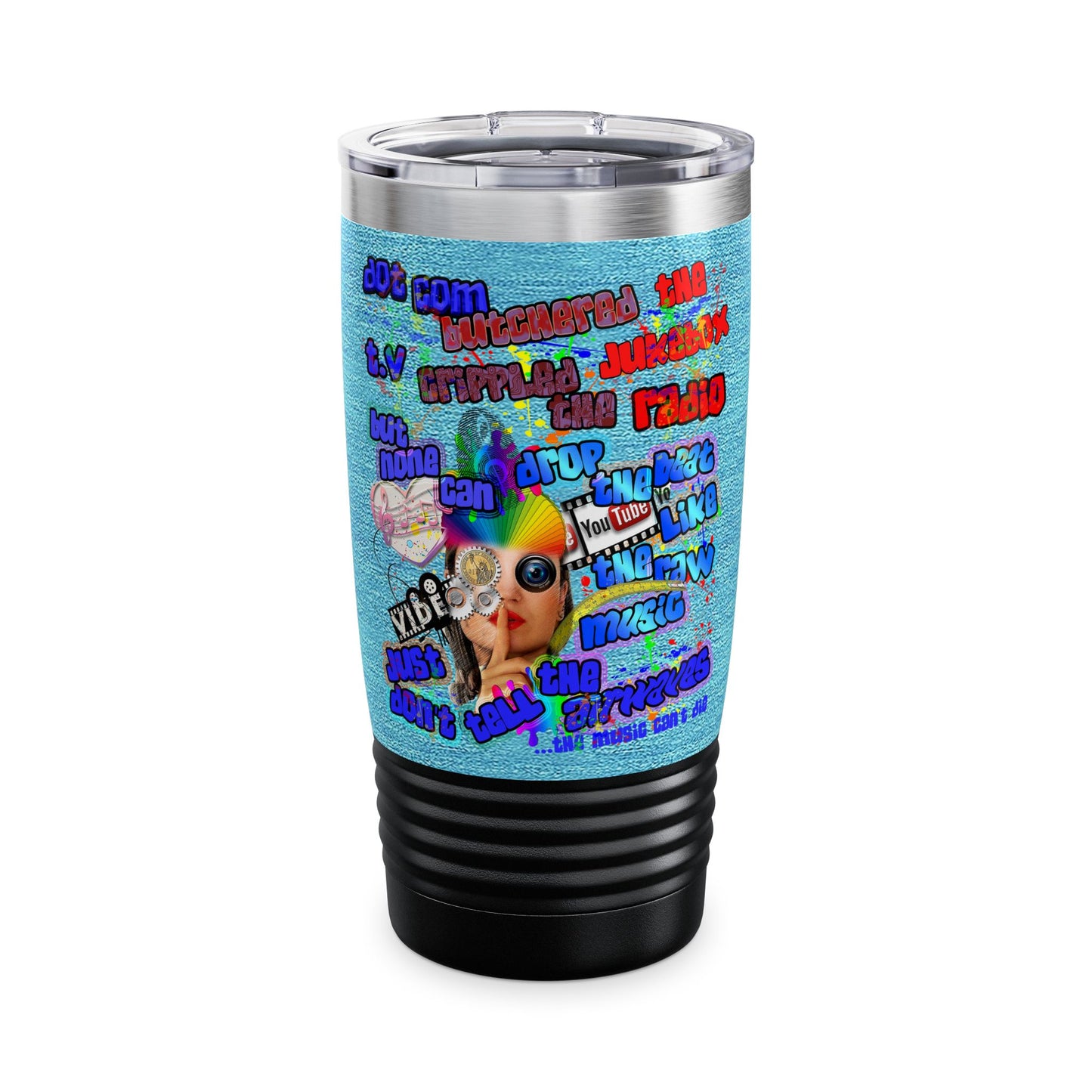 drop the beat - Ringneck Tumbler, 20oz  (faded blue)