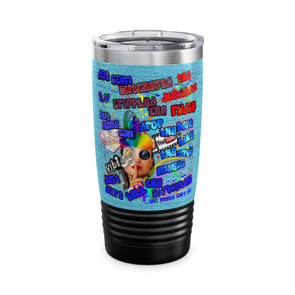 drop the beat - Ringneck Tumbler, 20oz  (faded blue)