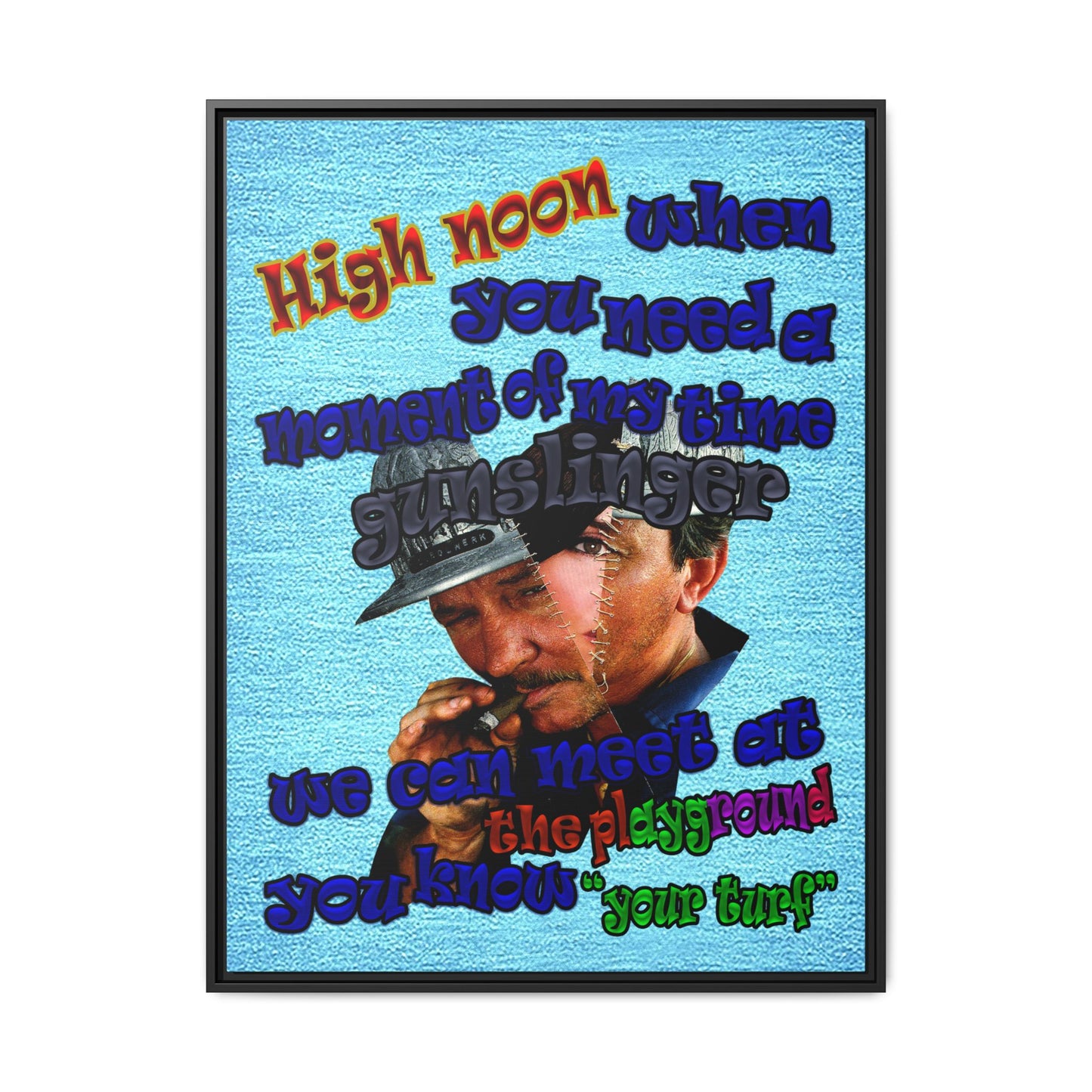high noon - framed canvas art (faded blue)