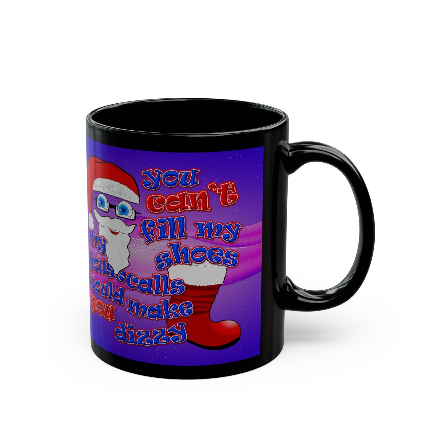 santa's shoes - Black Mug (purple-pink wave)