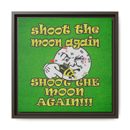 shoot the moon again - framed canvas art (green turf)