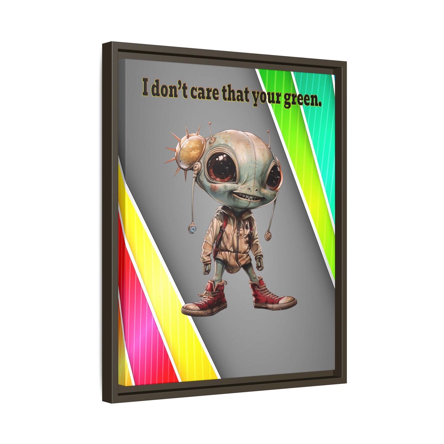 I don't care that your green - framed canvas art (rainbow split)