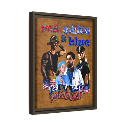 rw&b lives matter - framed canvas art (brown papyrus)