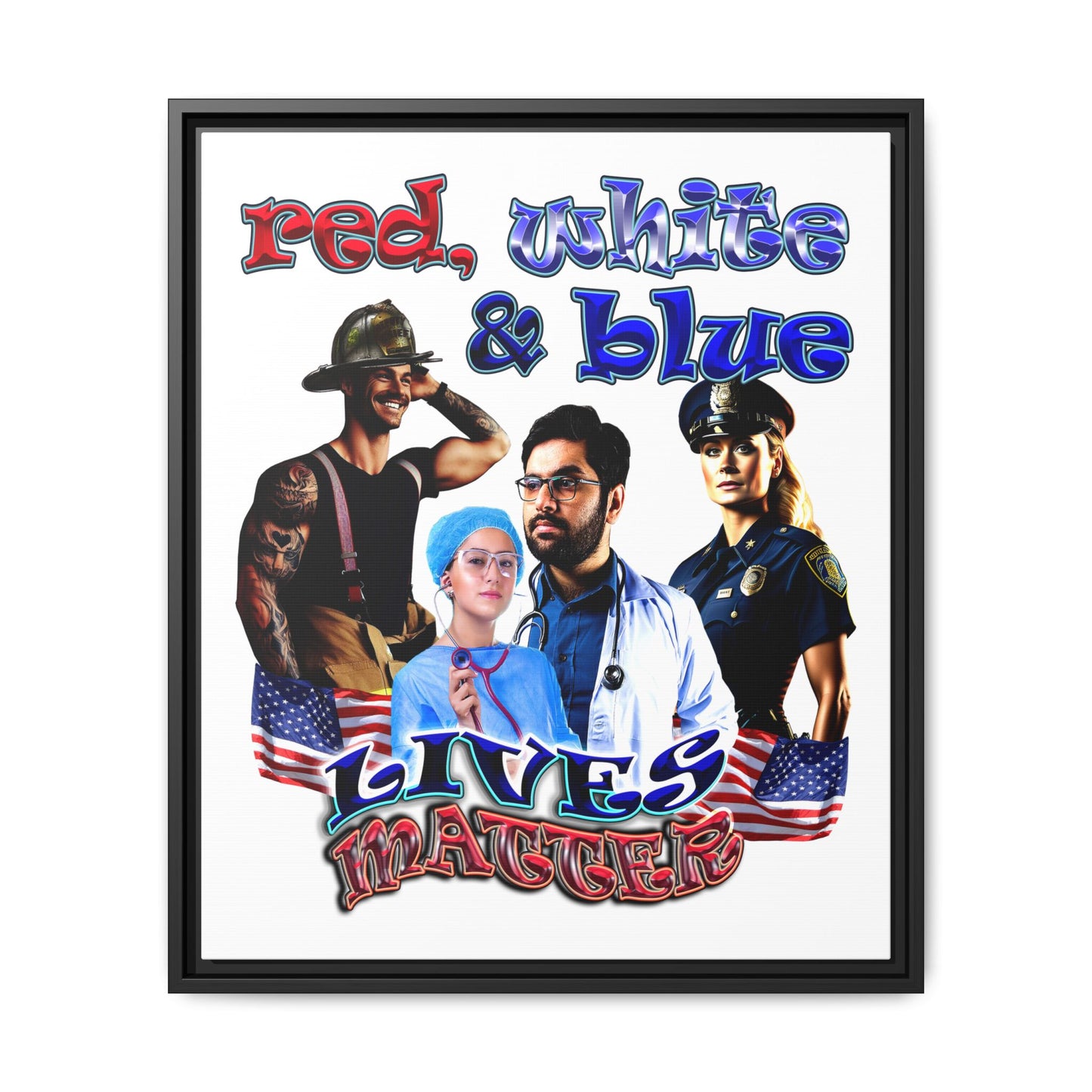 rw&b lives matter - framed canvas art (white)