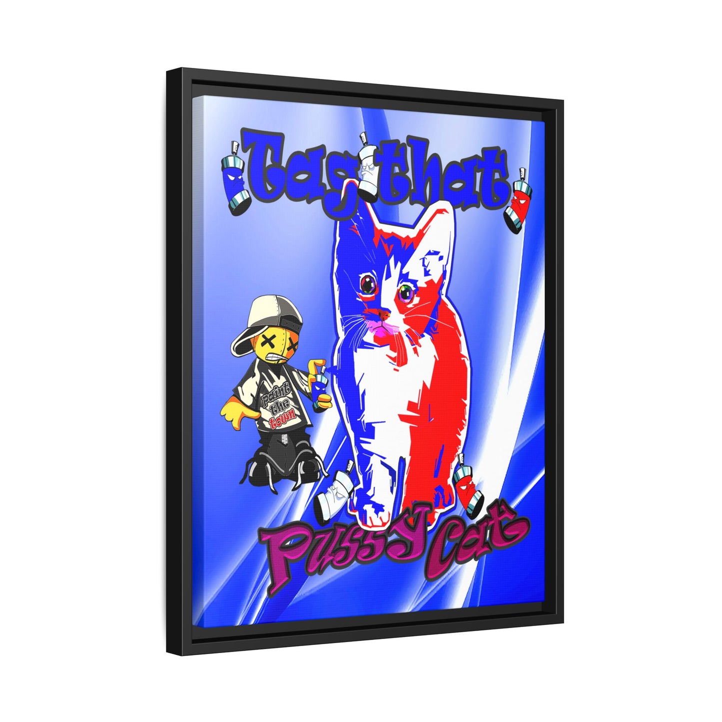 tag that - framed canvas art (blue-white wave)