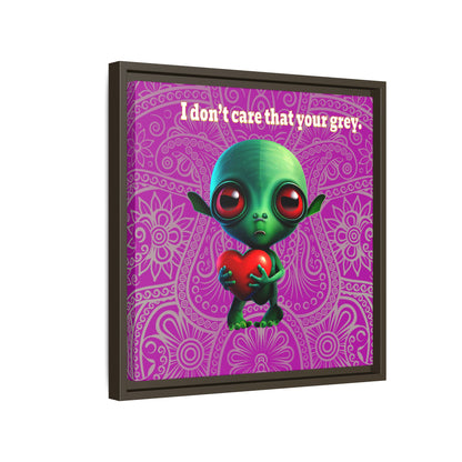 I don't care that your grey - framed canvas art (pink swirl)
