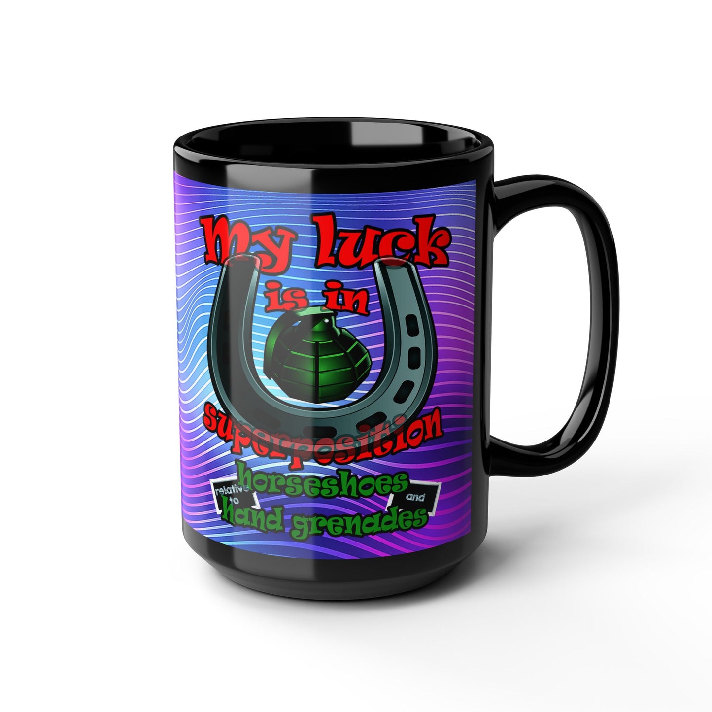 my luck - Black Mug (purple wave)