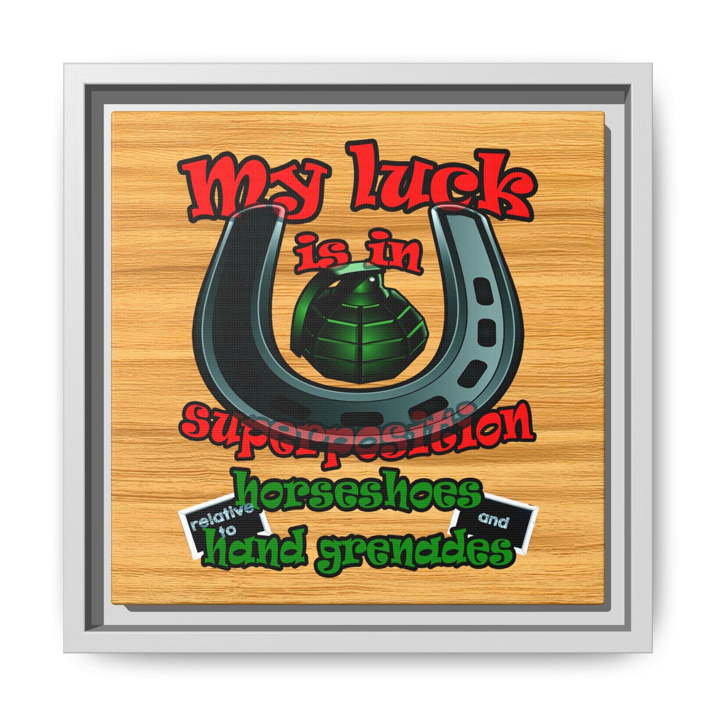 my luck - framed canvas art (butterscotch wood finish)