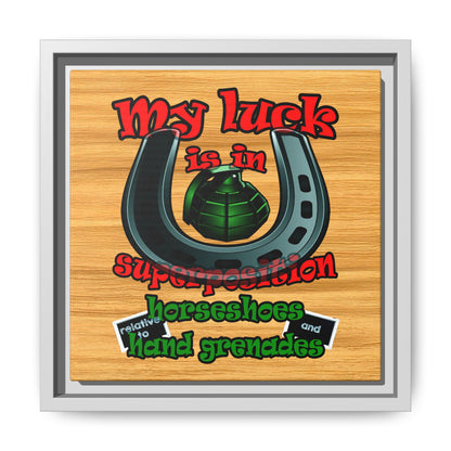 my luck - framed canvas art (butterscotch wood finish)