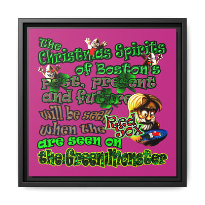 christmas spirits of boston - framed canvas art (pink)