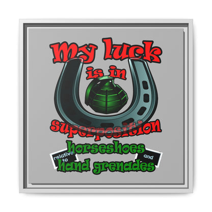 my luck - framed canvas art (light grey)