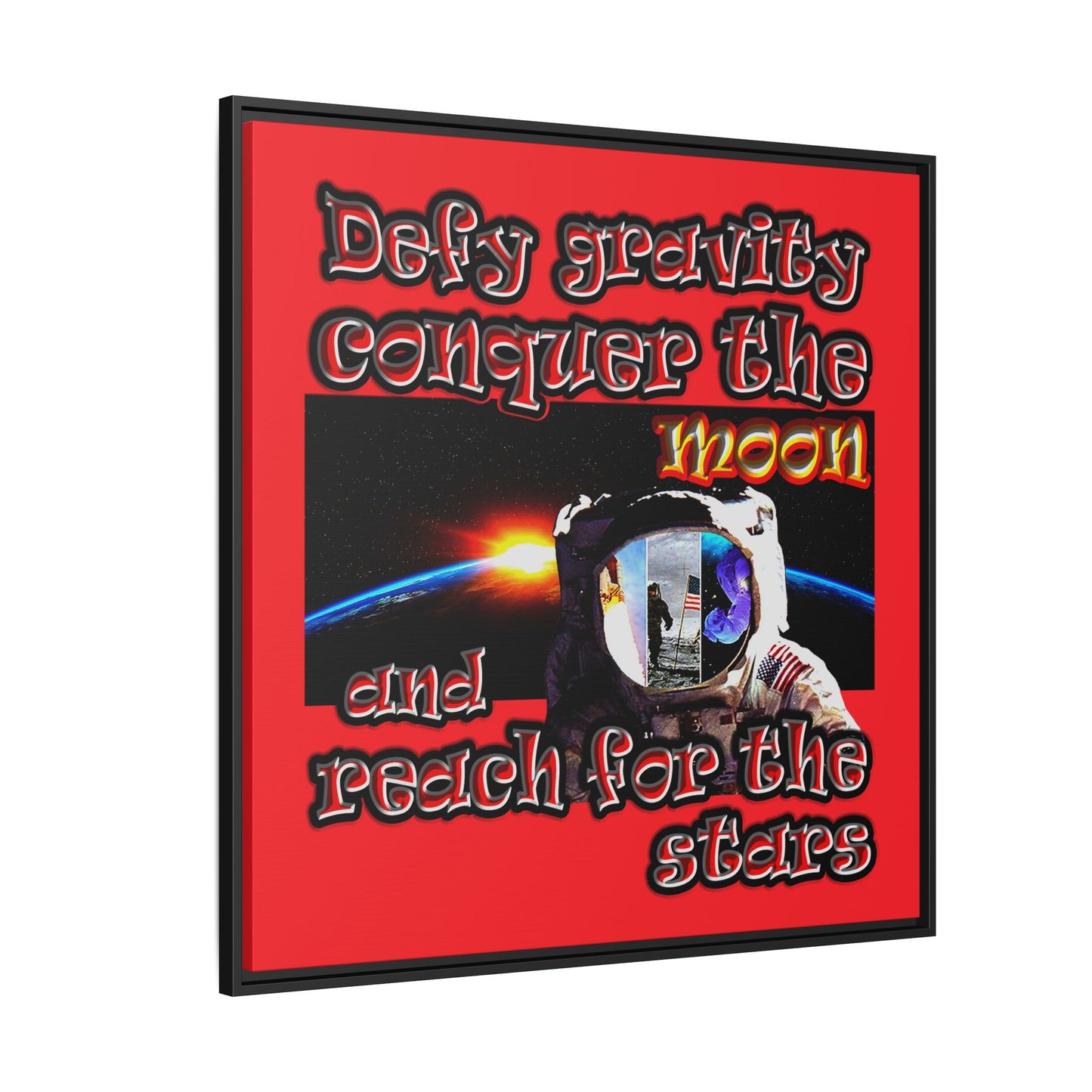 defy conquer reach - framed canvas art (red)