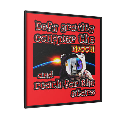 defy conquer reach - framed canvas art (red)
