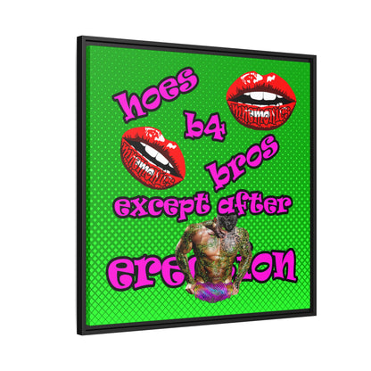 hoes b4 bros - framed canvas art (logo green)