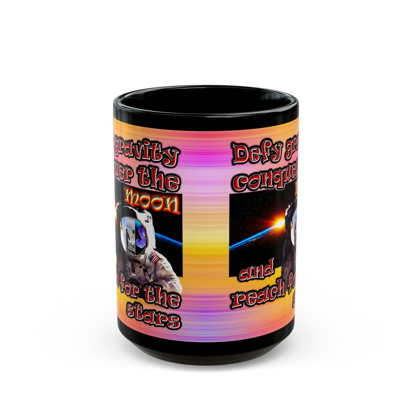 defy conquer reach - Black Mug (color blur)