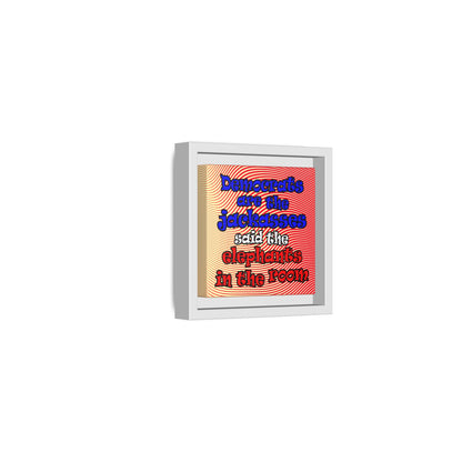 donkeys and elephants - framed canvas art (yellow-orange wave)