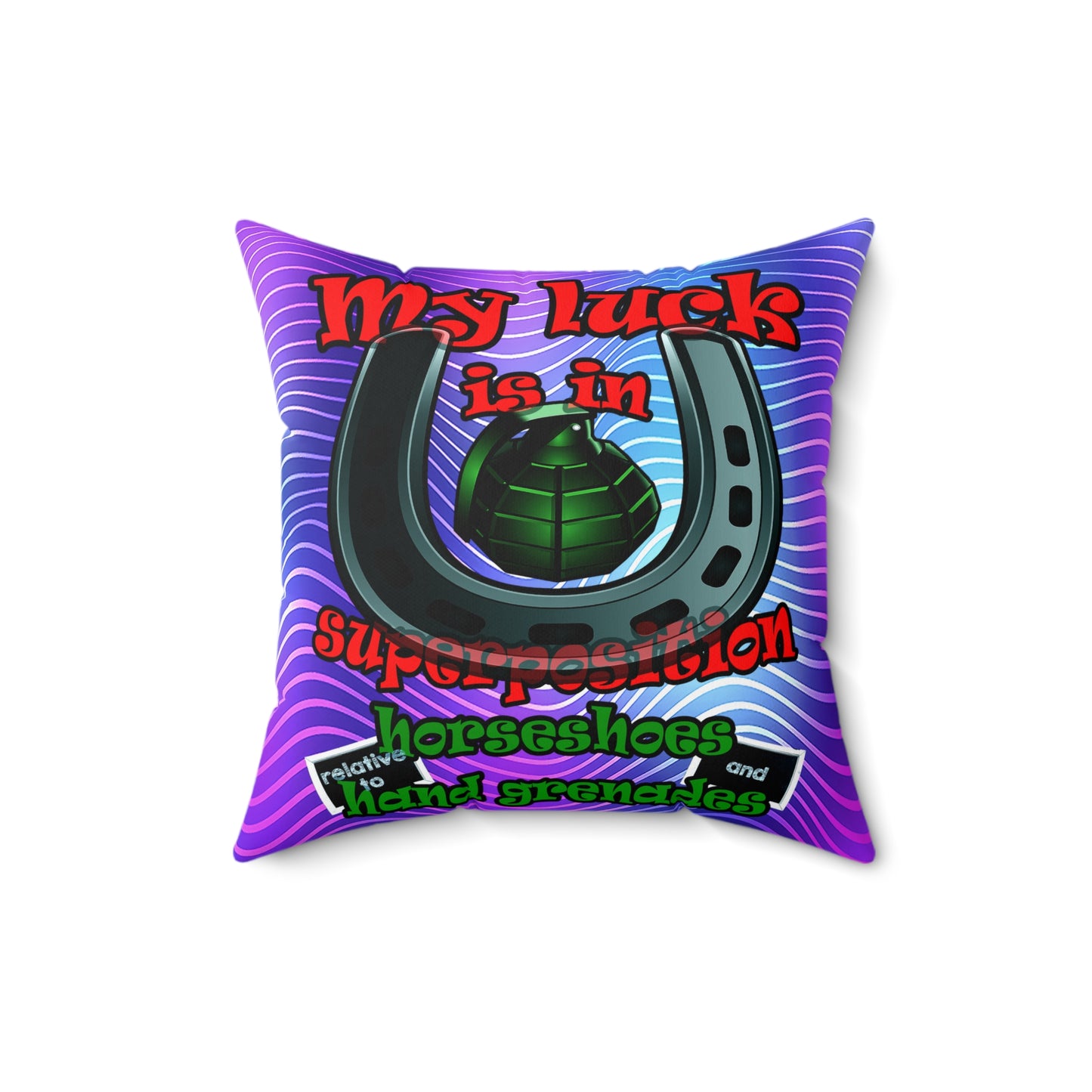 my luck - Spun Polyester Square Pillow - (purple wave)