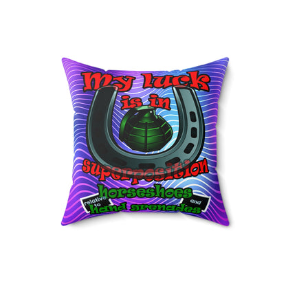 my luck - Spun Polyester Square Pillow - (purple wave)