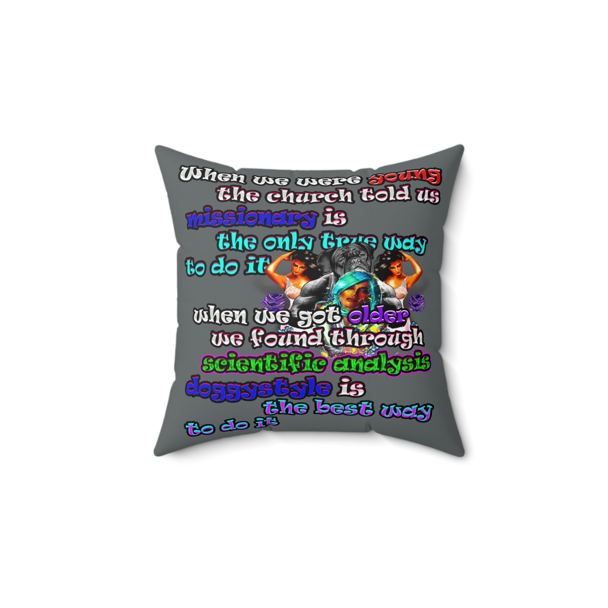 doggystyle - Spun Polyester Square Pillow - (dark grey)