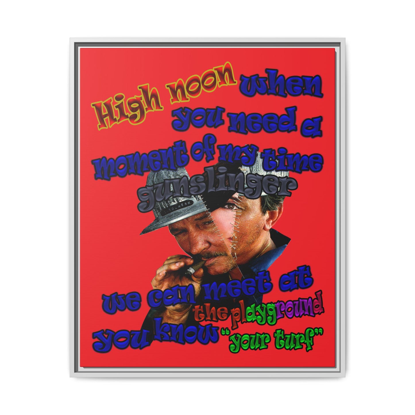 high noon - framed canvas art (red)
