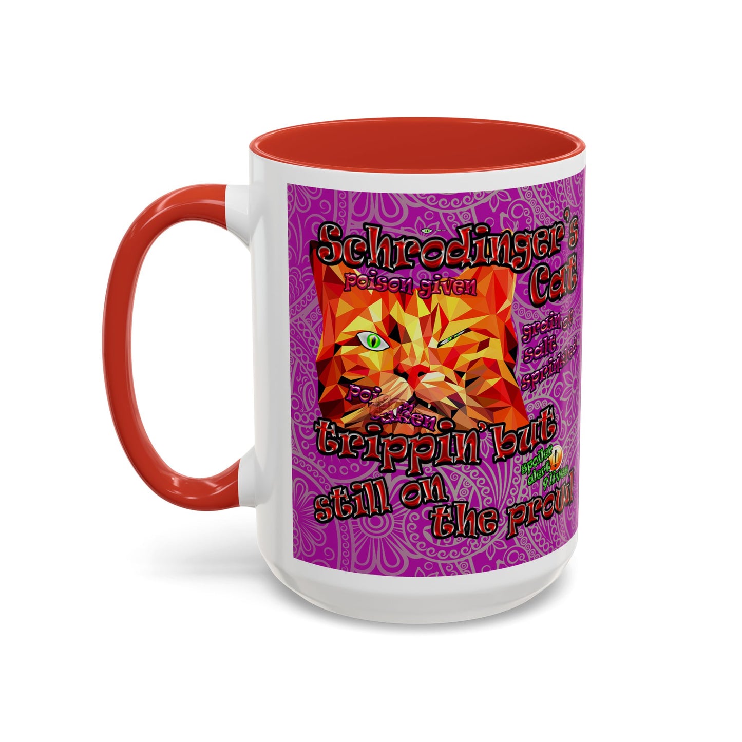 schrodinger's cat - Accent Mug (pink swirl)