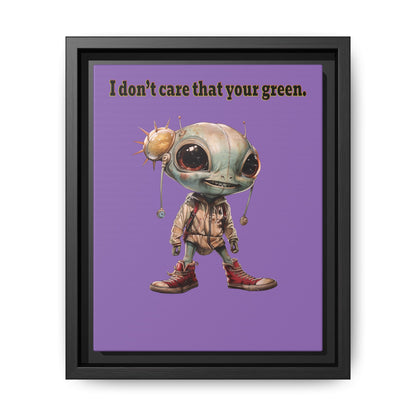 I don't care that your green - framed canvas art (light purple)