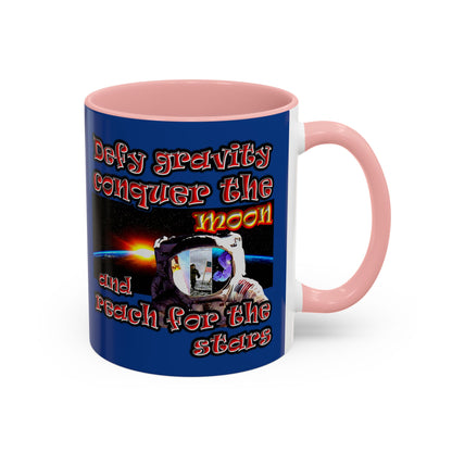 defy conquer reach - Accent Mug (dark blue)