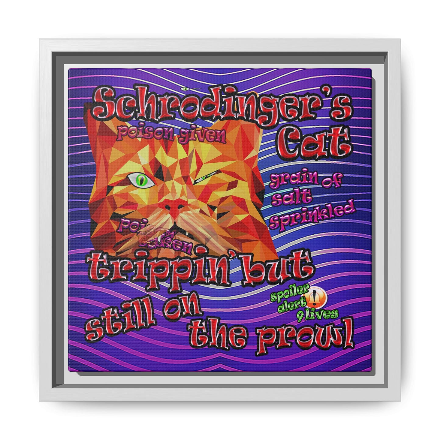schrodinger's cat - framed canvas art (purple wave)